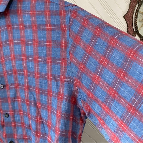 Zachary Prell Plaid Linen Button Down Shirt - Picture 7 of 12